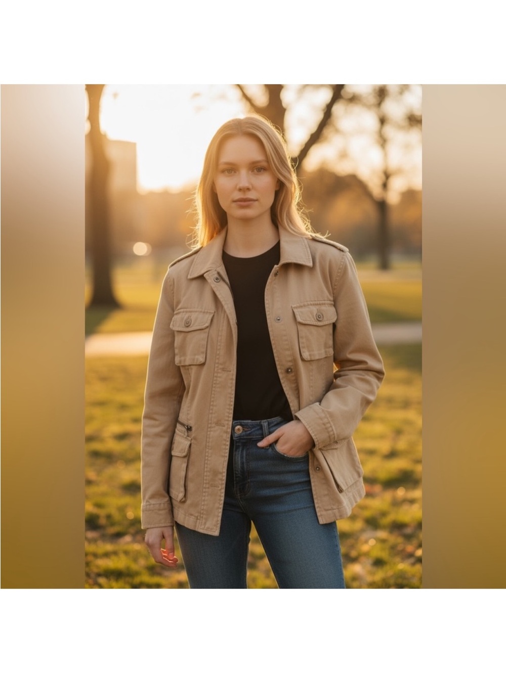 Old Navy  Women's Utility Tactical Field Jacket - Beige
